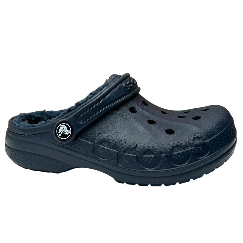Crocs Youth Boy's Lined Slip-on Clogs Size 3 Navy‎ Blue Lightweight Cozy & Comfy